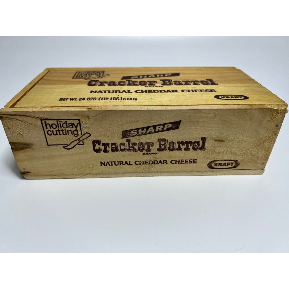 1978 Vintage wooden Cracker Barrel Cheese Box - Advertising Kitchen Decor